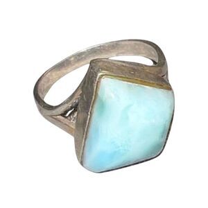 NATURAL LARIMAR Gemstone 925 Sterling Silver Jewelry Ring